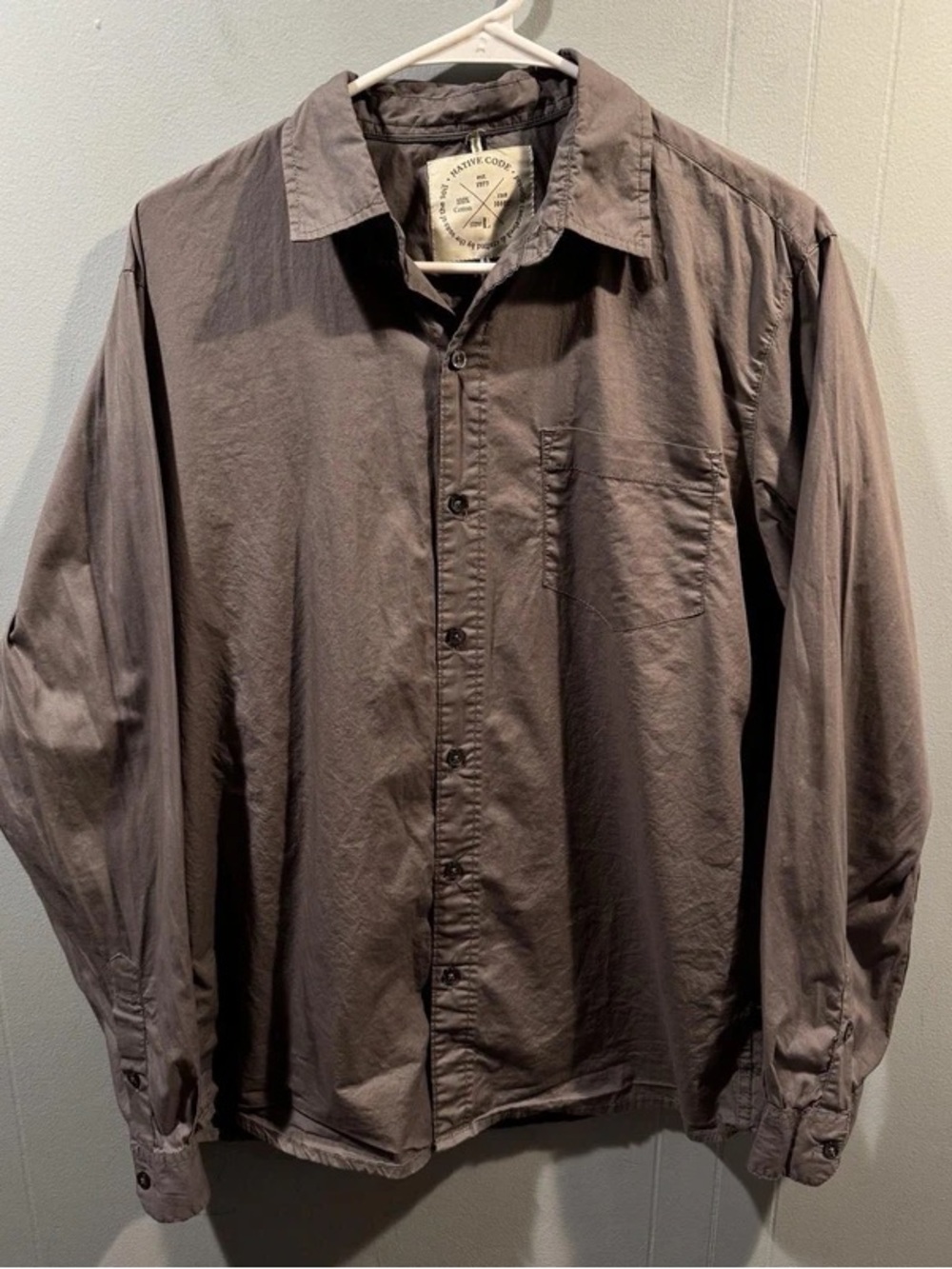 Casual Button-Up Shirt in Washed Gray-Brown